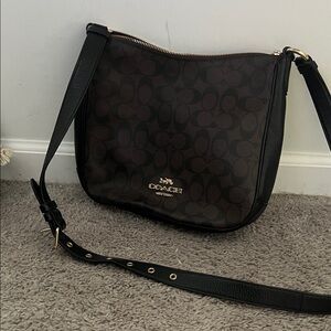 Coach Signature Black and Brown Crossbody Bag